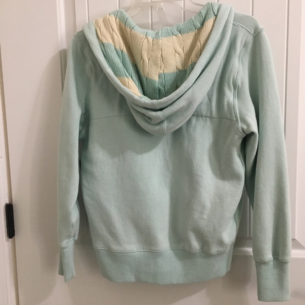 COCOA PLATINUM Peace zip Hoodie Jacket S coat Sherpa $99 aqua green Applique